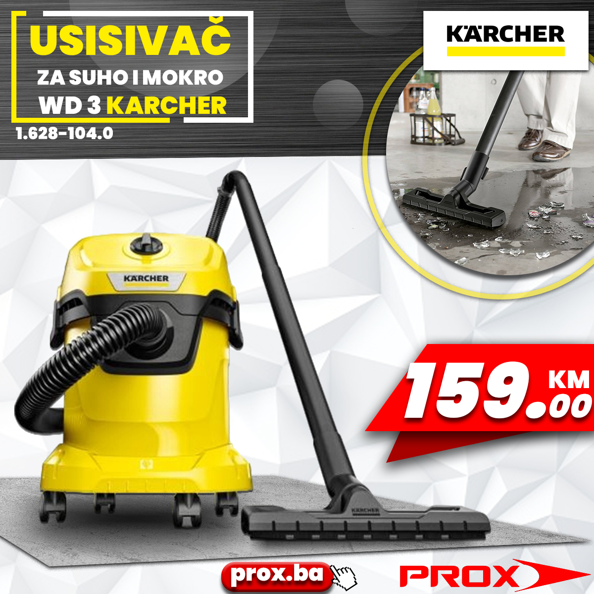 Električni usisivač za mokro suho usisavanje KARCHER WD 3 V 15 4 20 WD3