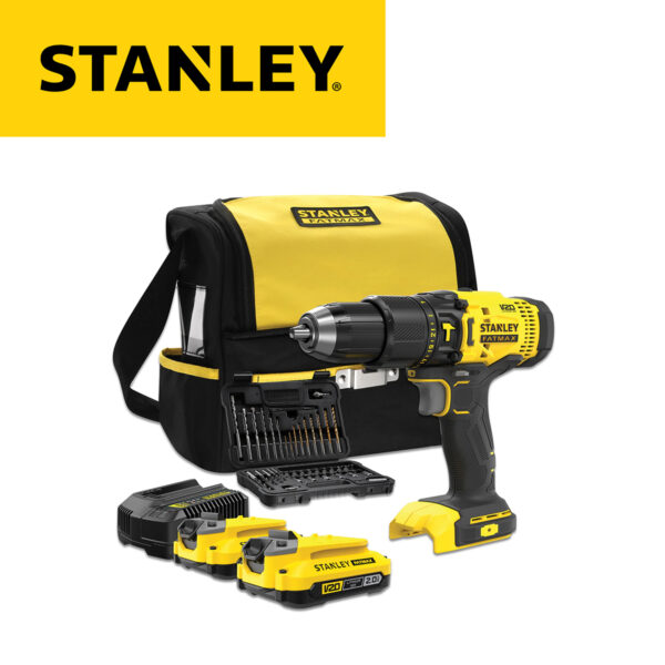 Aku udarna bušilica Stanley SFMCD711DSA V20 sa 2 baterije 2.0Ah i punjačem u torbi sa priborom