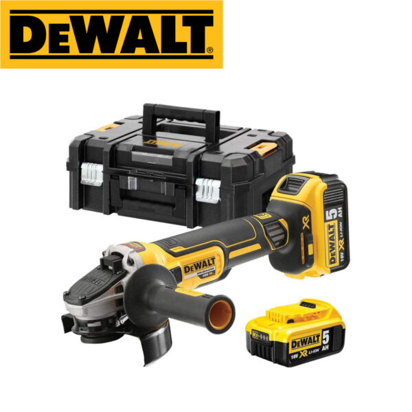 Aku ugaona - kutna brusilica DeWalt DCG405P2 Brushless 18V sa dvije 5Ah baterije i punjačem u koferu