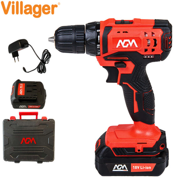 Aku bušilica - odvijač Villager 18V AGM BD 18 sa 1.3Ah baterijom i punjačem u koferu
