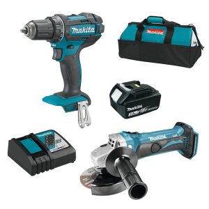 Aku set bušilica-odvijač DDF482 i ugaona-kutna brusilica DGA452 Makita sa baterijom 3.0Ah i punjačem u koferu