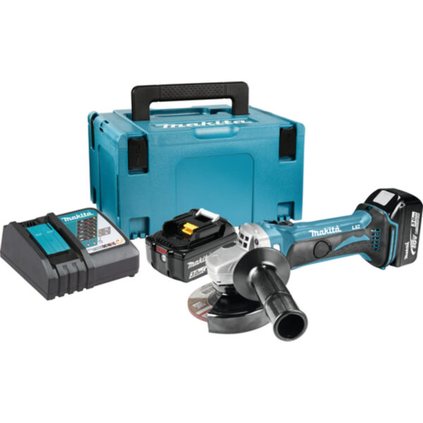 Aku ugaona-kutna brusilica Makita DGA452RFJ 18V 115mm sa 2 baterije i punjačem u koferu