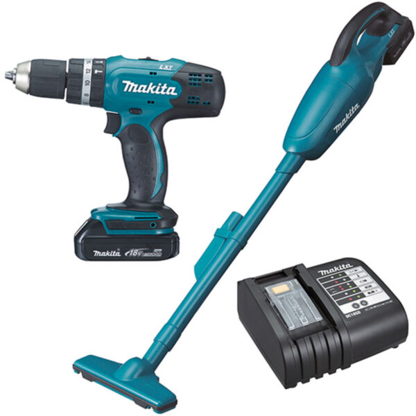 Aku set - udarna bušilica i usisivač sa suho usisavanje Makita DLX2056SY1 sa baterijom i punjačem