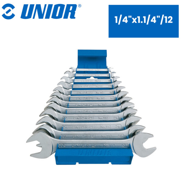 Set viljuškastih ključeva u metalnoj kutiji UNIOR 605532 1/4"x1.1/4"/12