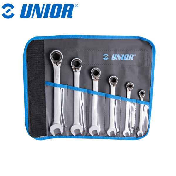 Set viljuškasto-okastih ključeva sa račnom-gedorom za rad na visini u torbici UNIOR 160 627001 8-19/6