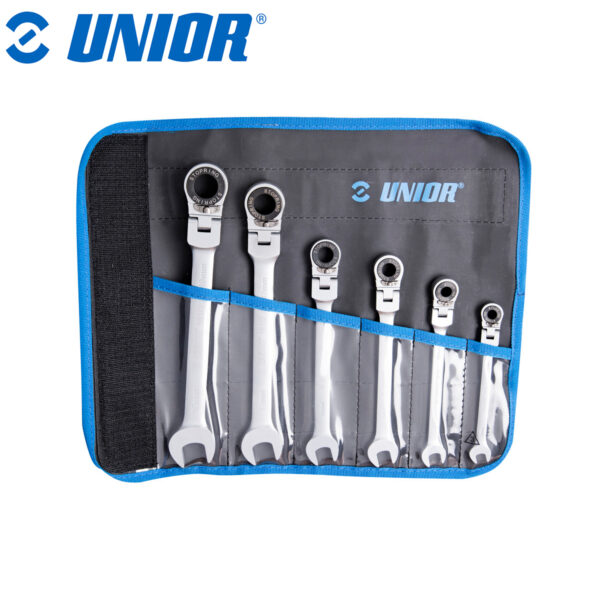 Set viljuškasto-okastih ključeva sa račnom-gedorom zglobnih u torbici UNIOR 161 627002 8-19/6