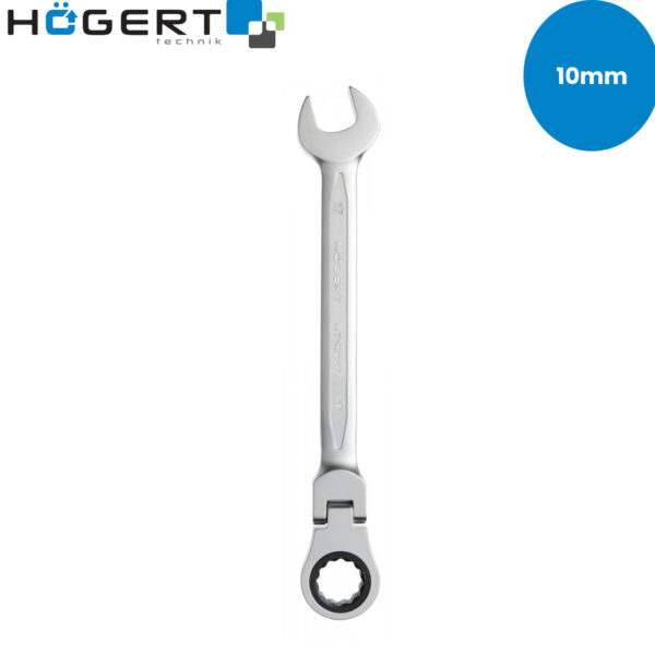 Viljuškasto-okasti ključ sa račnom - zglobni Hoegert HT1R050 10mm