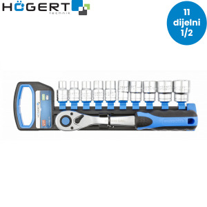 Set ručnih alata sa račnom u koferu Hoegert 11-dijelni 1/2" HT1R332
