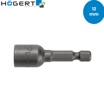 Hoegert magnetni nasadni ključ 12 mm - izrađen od CrV čelika - dužine 48 mm i prihvata 1/4” – HT1S459