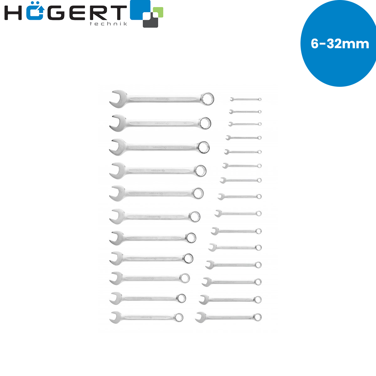 Hoegert set viljuškasto-okastih ključeva 6 - 32 mm - HT1W496 Set viljuškasto-okastih ključeva Hoegert 6-32mm HT1W496