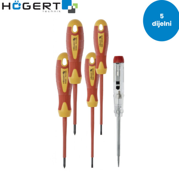 Set izoliranih izvijača-šarafcigera Hoegert VDE 1000V 5-dijelni HT1S994