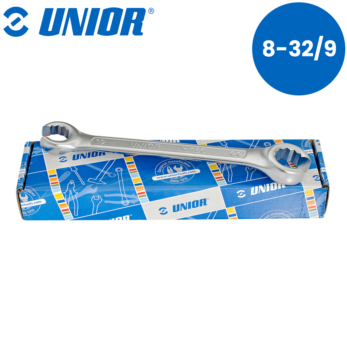 Garnitura - set ključeva okastih otvorenih UNIOR 183 612986 8 - 32/9 Set okastih ključeva otvorenih UNIOR 183 612986 8-32/9