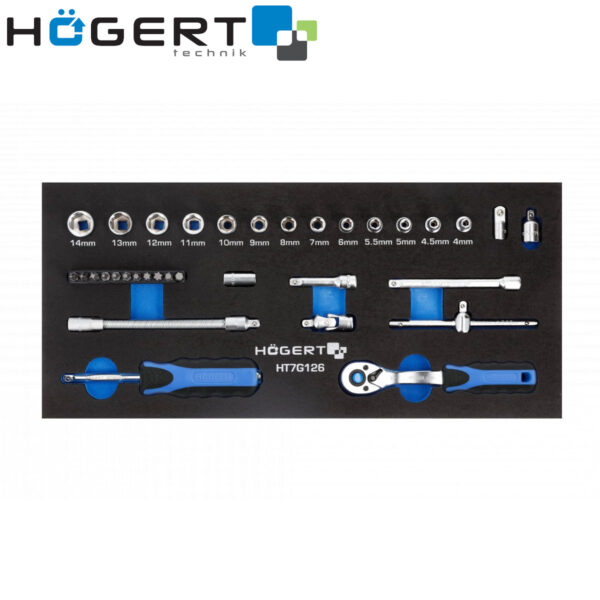 Set ručnih alata sa račnom-gedorom Hoegert HT7G126 1/4” 34-dijelni