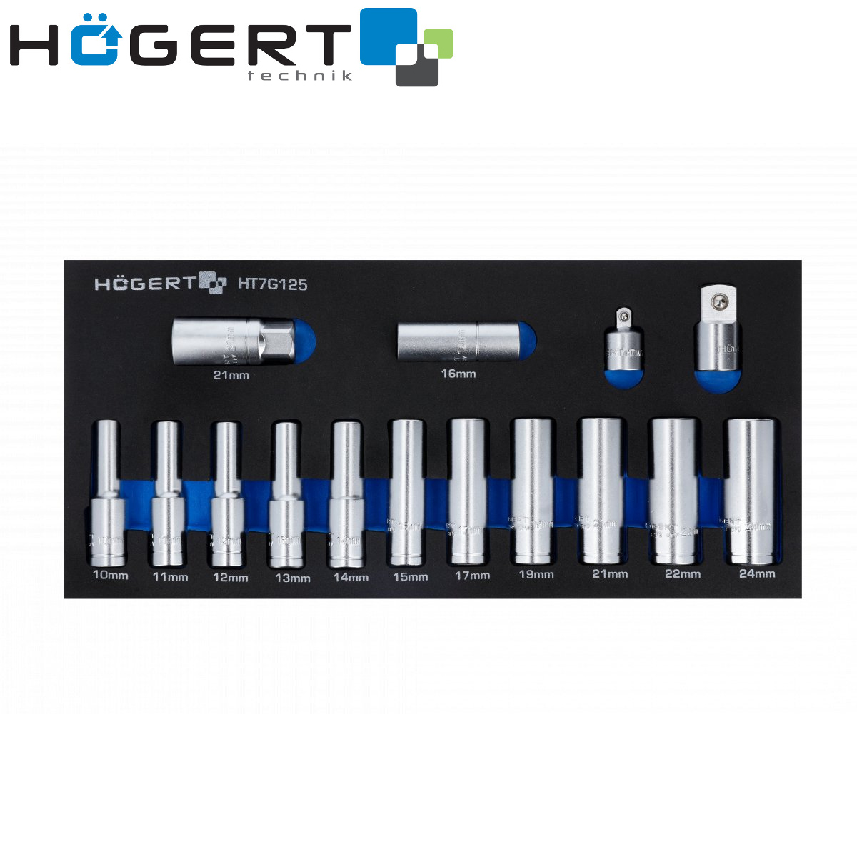 Hoegert set nasadnih ključeva sa adapterima, 14 kom - HT7G125 Set nasadnih ključeva sa adapterima Hoegert HT7G125 1/2” 14-dijelni