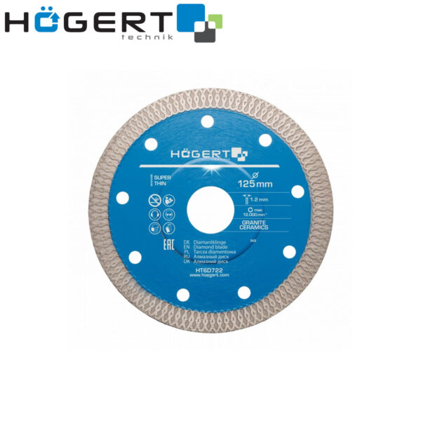 Rezna ploča za brusilice za keramiku - dijamantska Hoegert HT6D722 115mm