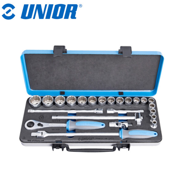 Set nasadnih ključeva 1/2" 12-kutni UNIOR 190 611943 3/8-1.1/4" u metalnoj kutiji