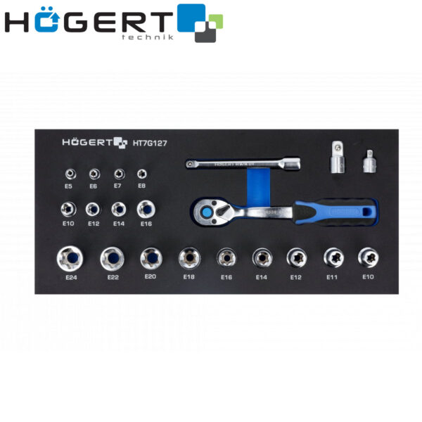 Set ručnih alata sa račnom-gedorom Hoegert HT7G127 22-dijelni