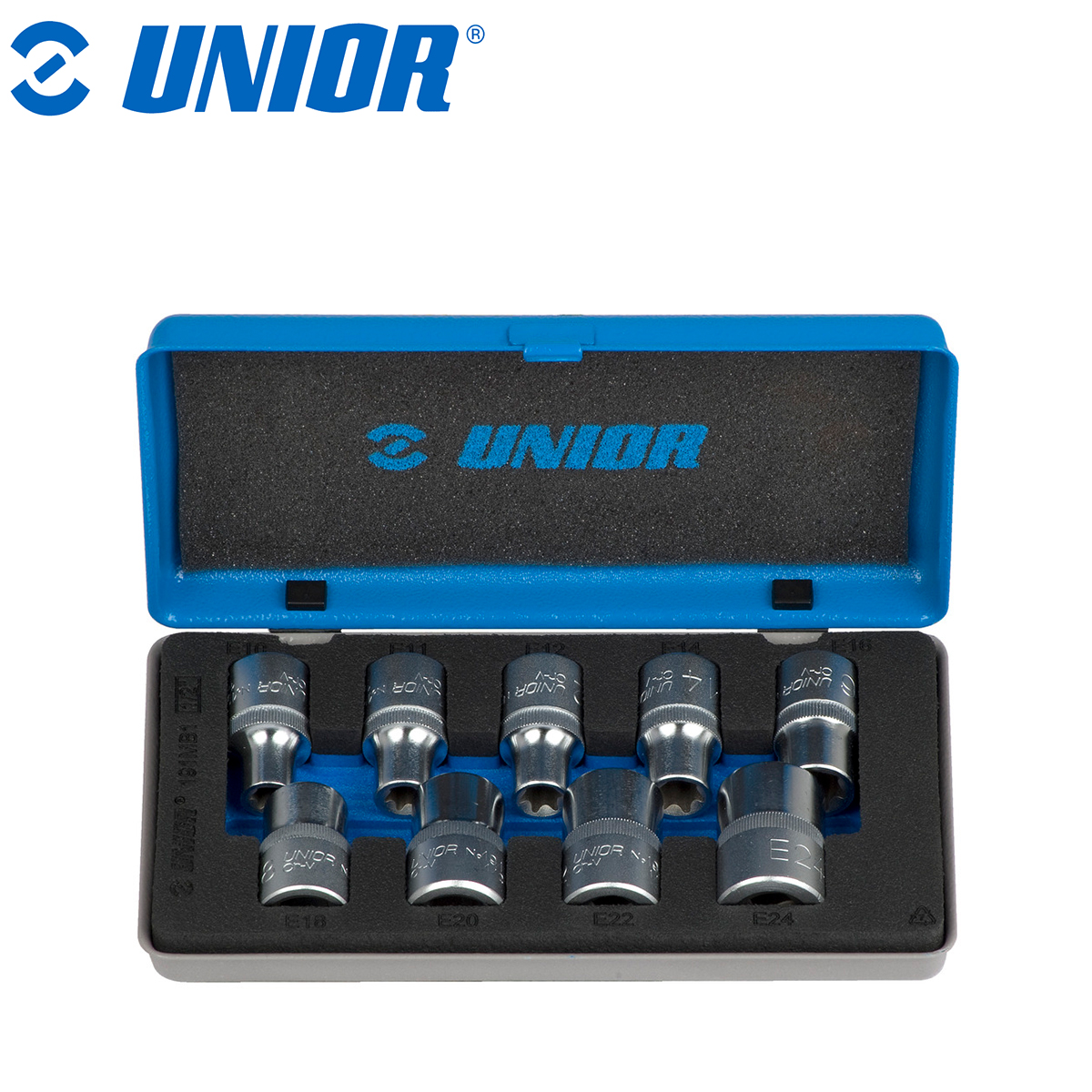 Set - Garnitura ključeva nasadnih s unutarnjim TX profilom 1/2" UNIOR 190 607314 E 10 - E 24/9 Set nasadnih ključeva s unutarnjim TX profilom 1/2" UNIOR 191 607314 E10-E 24/9