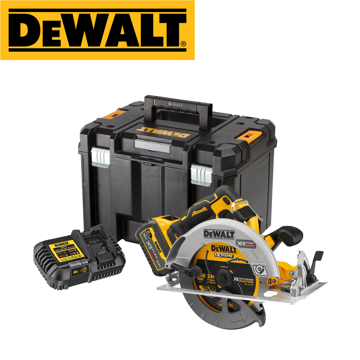 Aku kružna pila - cirkular sa 6,0Ah baterijom i punjačem 18V XR DeWalt DCS573T1 Aku ručna kružna pila - cirkular DeWalt DCS573T1 18V XR 190mm sa 6Ah baterijom i punjačem u TSTAK koferu