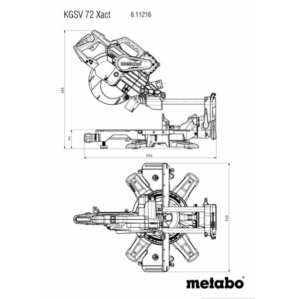 Električna potezno-nagibna pila - štucer Metabo KGSV 72 Xact 611216000 1800W 216mm