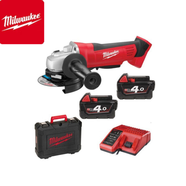 Aku ugaona-kutna brusilica Milwaukee HD18 AG-115-402C 4933441300 18V 115mm sa 2 baterije 4.0Ah i punjačem u koferu