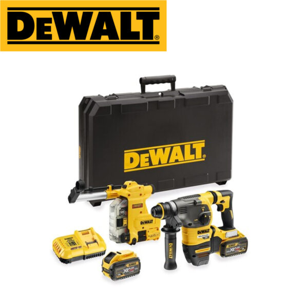 Aku udarna bušilica DeWalt DCH335X2 SDS-Plus FlexVolt 54V XR sa sistemom za usisavanje dvije 9Ah baterije i punjačem u koferu
