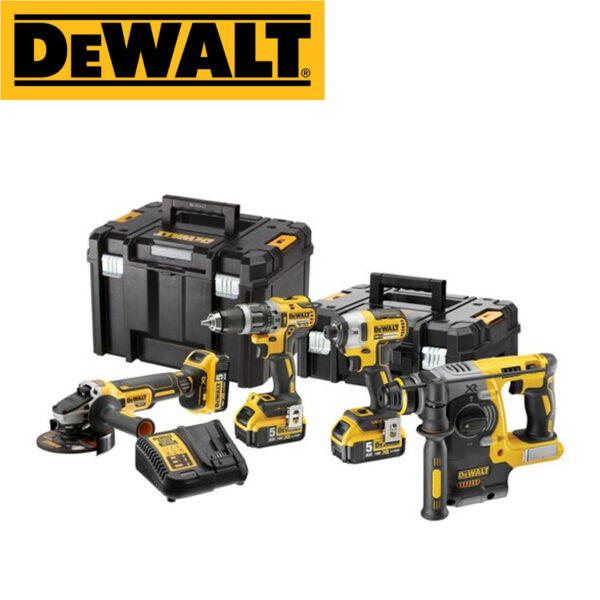 Aku set alata 4-dijelni DeWalt 18V XR sa tri 5Ah baterije i punjačem u TSTAK koferu DCK422P3T