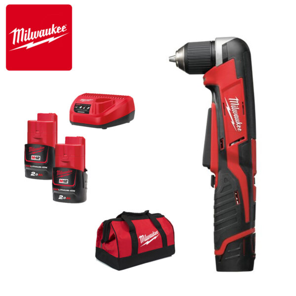 Aku ugaona-kutna bušilica - račna Milwaukee C12 RAD-202B 4933441215 10mm sa punjačem i baterijama