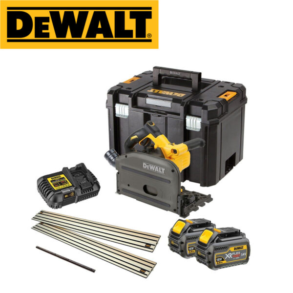 Aku ručna kružna pila - cirkular DeWalt DCS520T2R FlexVolt 54V XR 165mm sa priborom dvije 6Ah baterije i punjačem u TSTAK koferu