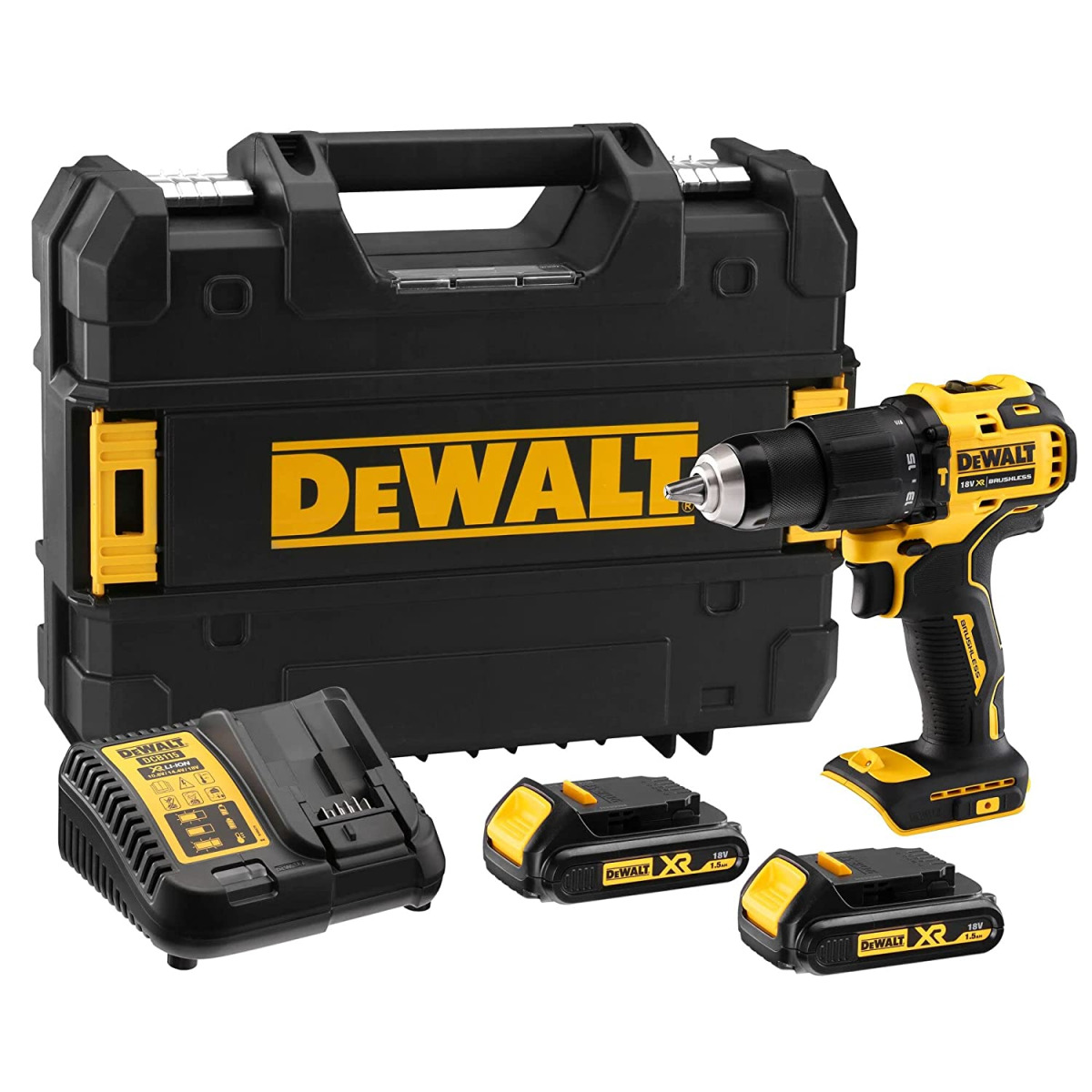 Aku udarna bušilica DeWalt DCD709S2T 18V XR sa dvije 1.5Ah baterije i punjačem u TSTAK koferu