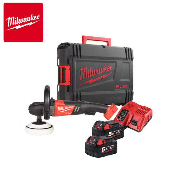 Aku brusilica za poliranje - polirka Milwaukee M18 FAP180-502X 4933451550 18V 180mm sa dvije 5Ah baterije i punjačem u koferu