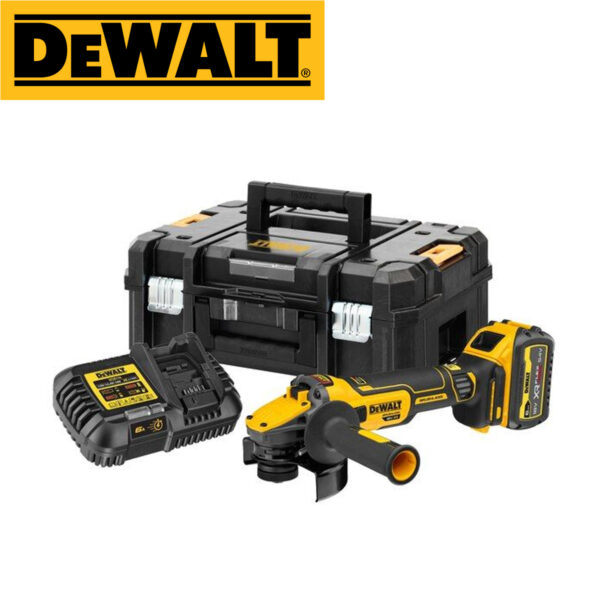 Aku ugaona - kutna brusilica DeWalt DCG409T1 18V XR 125mm sa 6Ah baterijom i punjačem u TSTAK koferu