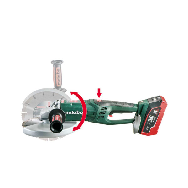 Aku ugaona - kutna brusilica Metabo WPB 36 LTX BL 230 61310166 36V 230mm sa dvije 6.2Ah baterije i punjačem