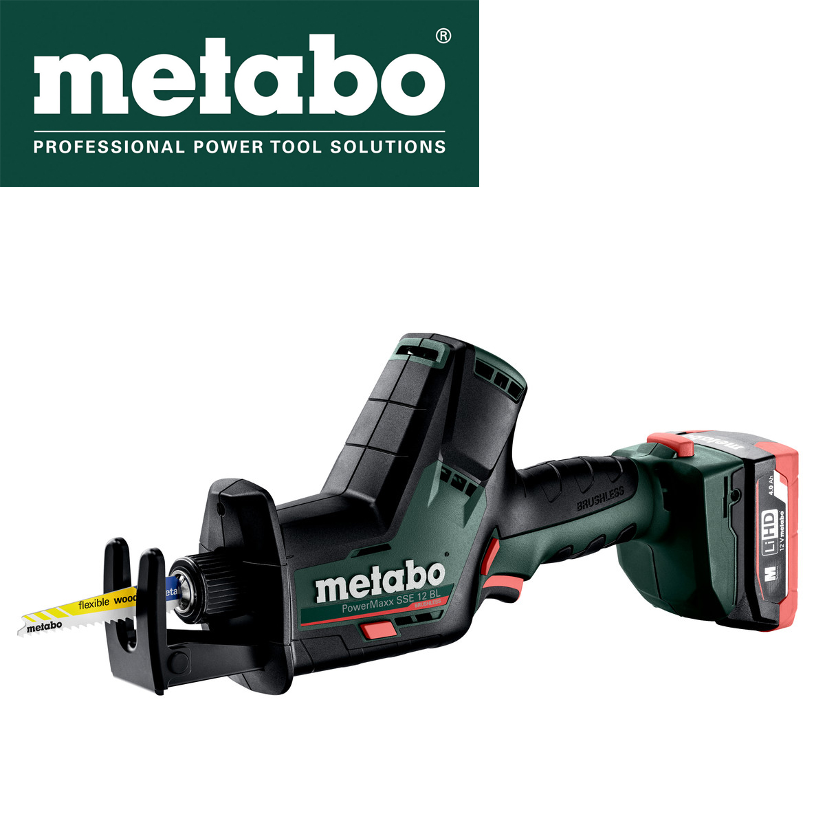 AKU Recipročna pila - testera (lisičji rep) 12V 2xAKU (4,0 Ah LiHD) ASC55 PowerMaxx SSE 12 BL Metabo 60232280 Aku recipročna pila - lisičiji rep Metabo SSE 12 BL 60232280 12V sa dvije 4Ah baterije i punjačem u koferu