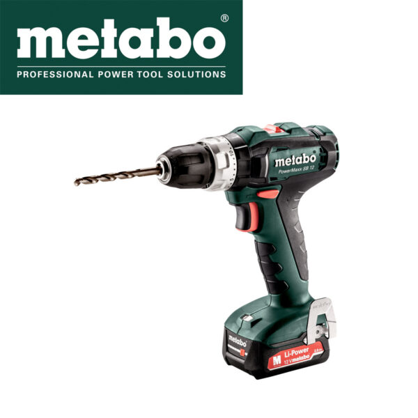 Aku udarna bušilica Metabo PowerMaxx SB 12 60107650 12V sa dvije 2Ah baterije i punjačem u koferu