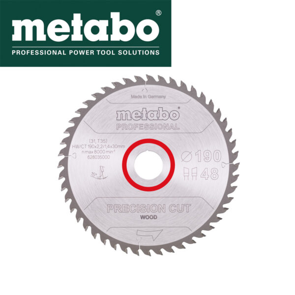 Rezna ploča - list kružne pile za cirkulare za drvo Metabo 628035000 190x30mm 48 zuba