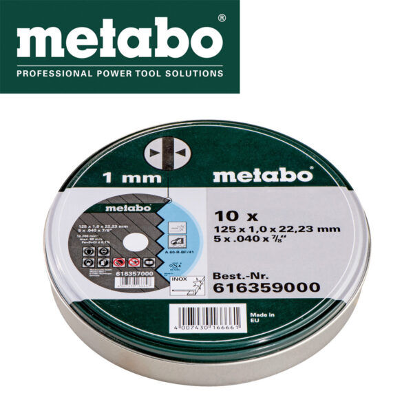 Rezna ploča za brusilice Inox Metabo 616359000 125x1x22.23mm 10kom