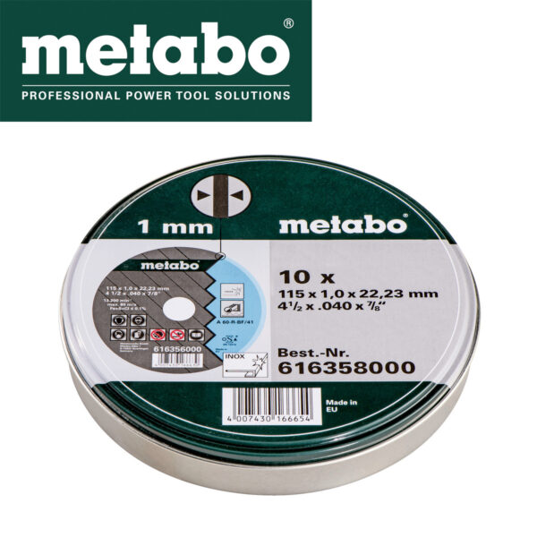 Rezna ploča za brusilice Metabo Inox 616358000 115x1x22.23mm 10kom u kutiji
