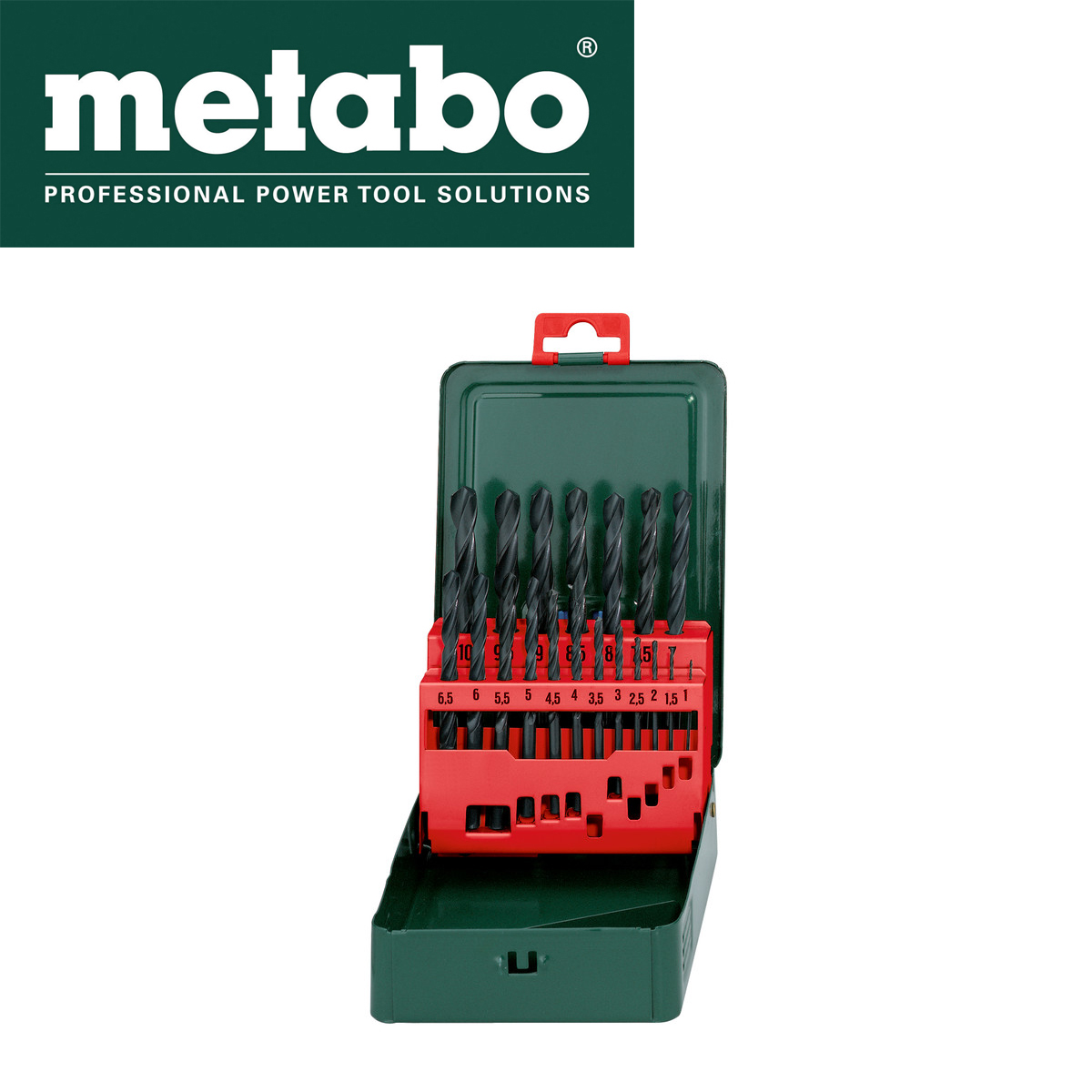 Svrdala - burgije za metal HSS-R, 1-10mm - 19 dijelna u metalnoj kutiji – Metabo 627151000 Set burgija-borera za metal Metabo 627151000 HSS-R 1-10mm 19-dijelni u kutiji