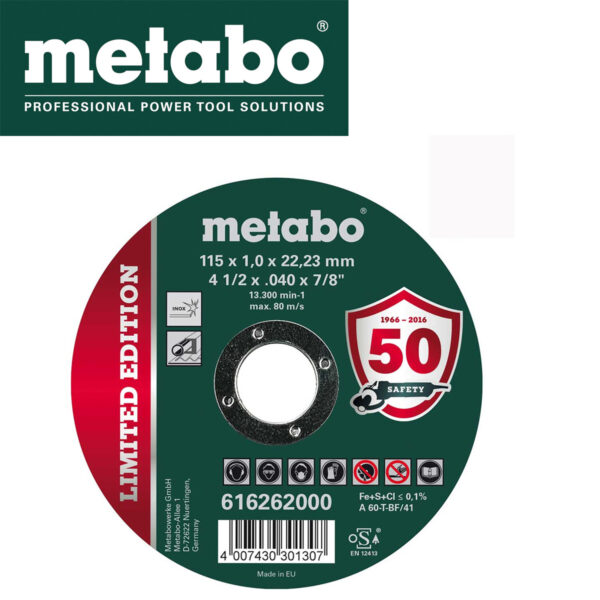 Rezna ploča za brusilice - Inox Metabo 616263 115x1x22.2mm