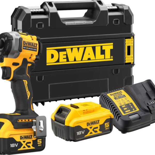 Aku udarni odvijač DeWalt DCF850P2T 18V XR 1/4'' sa dvije 5Ah baterije i punjačem u TSTAK koferu