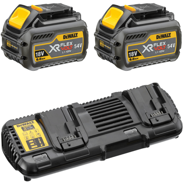 Aku set - dvije 6Ah baterije i 4A dualni punjač DeWalt FlexVolt 18V XR DCB132T2