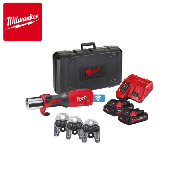 Aku mašina za presovanje - presa Milwaukee M18 ONEBLHPT-302C Geberit Mapress set sa dvije 3Ah baterije tri čeljusti i punjačem u koferu 4933480904