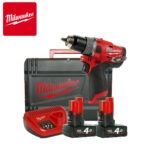Aku udarna bušilica Milwaukee M12 FPD2-402X 4933479869 sa dvije 4Ah baterije i punjačem u koferu 12V 45Nm