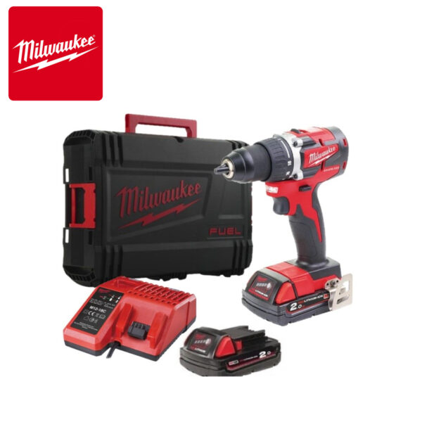 Aku bušilica-odvijač Milwaukee M18 CBLDD-202C 4933464317 bez četkica sa dvije 2Ah baterije i punjačem u koferu 18V 60Nm