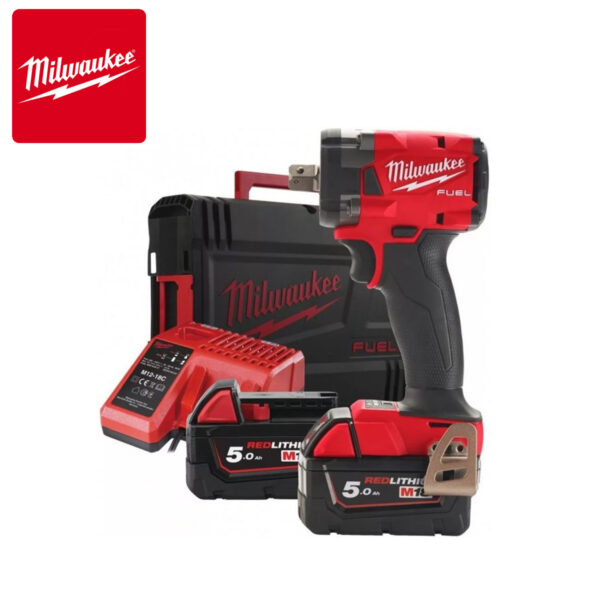 Aku udarni odvijač Milwaukee M18 FIW2P12-502X 4933478447 sa držačem igle sa dvije 5Ah baterije i punjačem u HD koferu 1/2'' 18V 339Nm