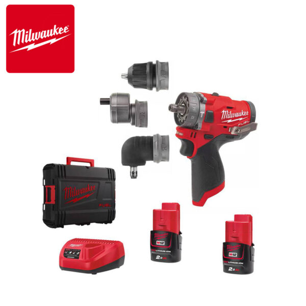 Aku udarna bušilica sa izmjenjivom glavom Milwaukee M12 FPDXKIT-202X 4933464138 u setu sa koferom 12V 44Nm