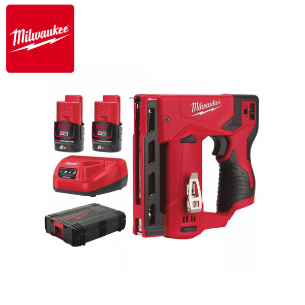 Aku heftalica - klamerica Milwaukee M12 BST-202X 4933459635 sa dvije 2Ah baterije i punjačem u HD koferu 12V