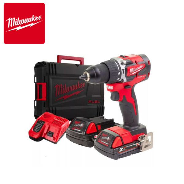 Aku udarna bušilica Milwaukee M18 CBLPD-202C 4933464320 bez četkica sa dvije 2Ah baterije i punjačem u koferu 18V 60Nm