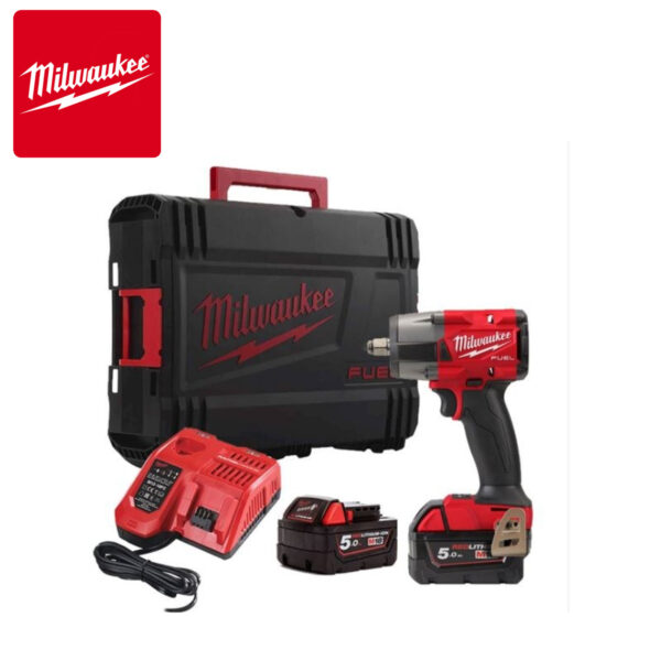 Aku udarni odvijač Milwaukee M18 FTIW2P12-502X 4933478453 sa dvije 5Ah baterije i punjačem u HD koferu 1/2'' 18V 745Nm
